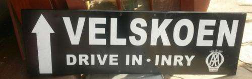 100% Original Velskoen Drive In/Inry Enamel Sign.